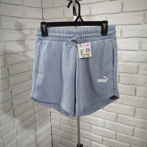 NWT Puma Ladies Size Small Light Blue Terry Lined High Waist Shorts